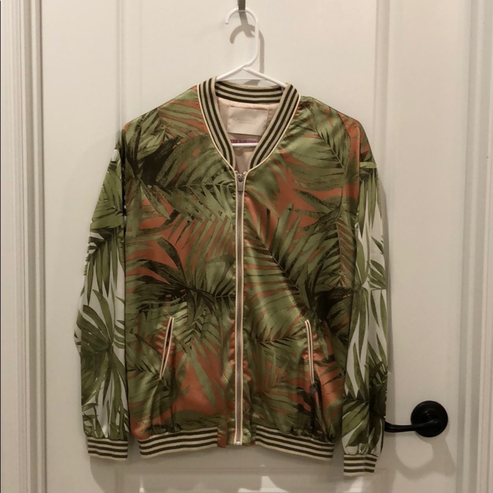 Pink Leaves Zipup Coat